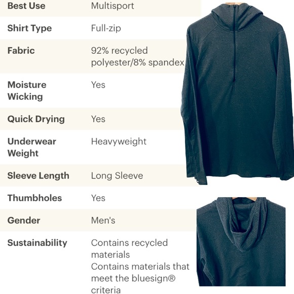 PATAGONIA CAPILENE THERMAL WEIGHT 1/2 ZIP PULLOVER FORGE GRAY HOODY. - Picture 7 of 12